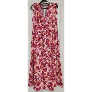 CHLOE + RENE Size Small Sun Dress Maxi Cutout Short Sleeve Floral Multi - NEW